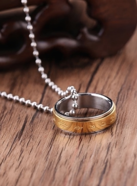 钛金食指六字真言戒指大明咒