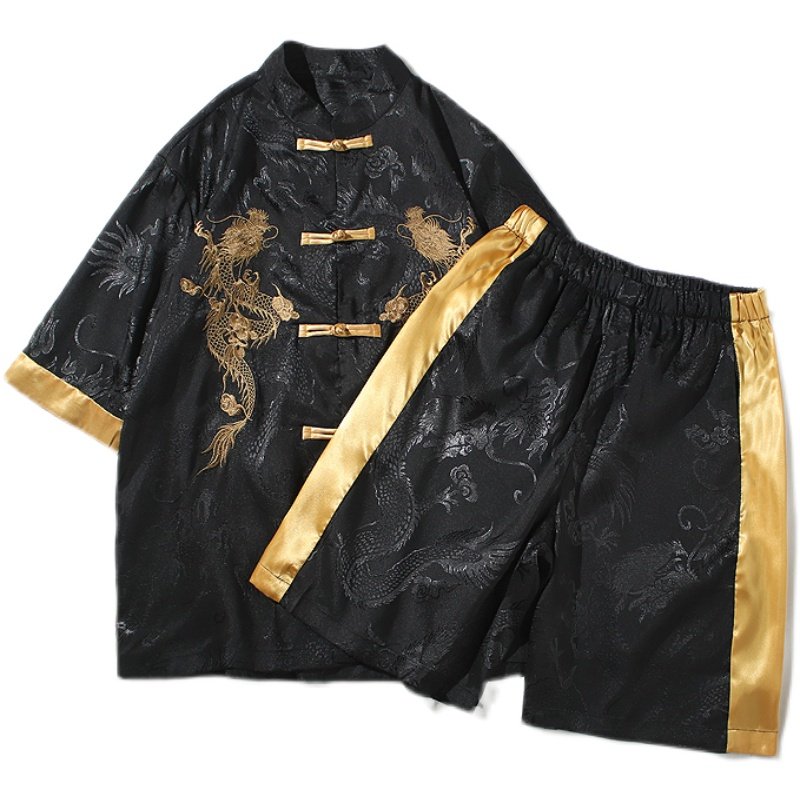 春夏龙纹刺绣唐装男古风道袍冰丝 奥格豪汉服