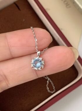 日系设计师topwhits银蓝锆花朵项链女日系复古小众设计高级感锁骨