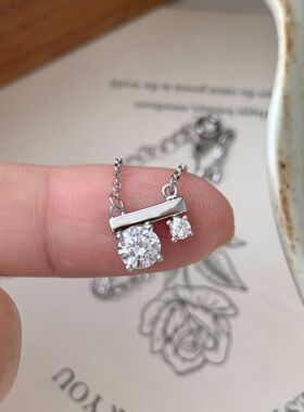 日系设计师topwhits银双钻平衡木项链女款日系小众设计高级感锁骨