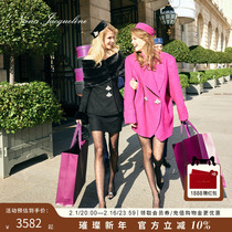 (Tang Yixin in the same section) NanaJacqueline Double-sided Cocoon Type Large Turning Cuff Drill Buttoned Wool Jacket