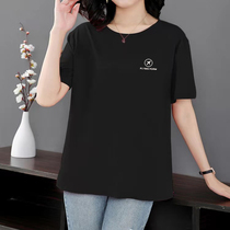 Mid-aged womens dress Summer clothes new short sleeves Pure cotton Mom dress T-shirt Womens big code 2023 New display slim fit