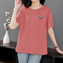 Clothes worn by 50-year-old mom in summer middle-aged and elderly women in summer dress t-shirt female short sleeve big code loose casual blouse