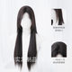 Qiushi wig for women with natural long straight hair, forehead, lace, middle-parted bangs, black brown full headband style