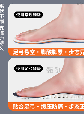 前掌加厚超软乳胶足弓支撑鞋垫男