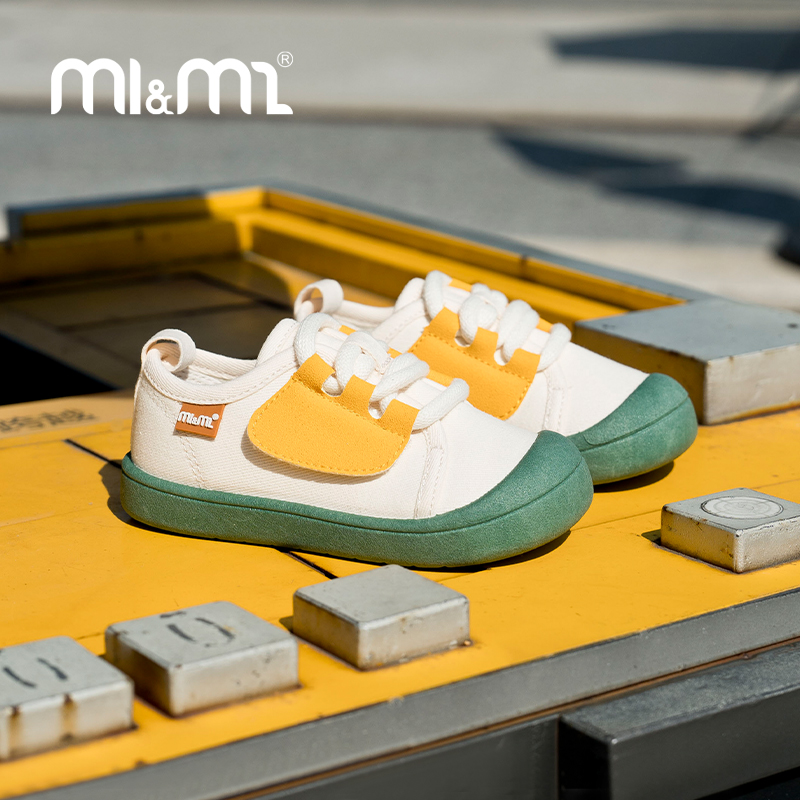 m1m2西班牙童鞋儿童帆布鞋舒适透气幼儿室内鞋魔术贴男女童小白鞋 - 图1