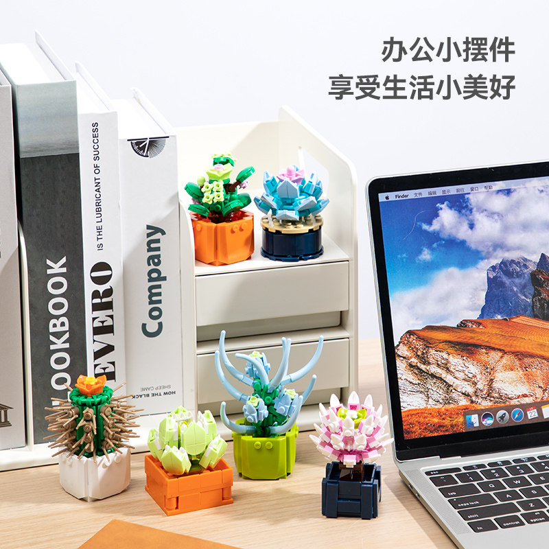开益cayi多肉植物盆栽室内拼装玩具 开益建构/拼插积木