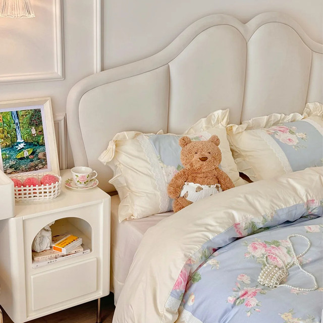 Cream-style leather storage bed master bedroom high-end modern and simple with drawer storage 1.8 meters double bed