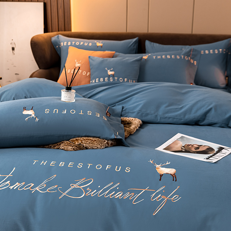 高端轻奢风纯棉磨毛四件套秋冬全棉加厚保暖床单被套床笠床上用品,淘宝优惠券,粉丝福利购,淘宝优惠卷