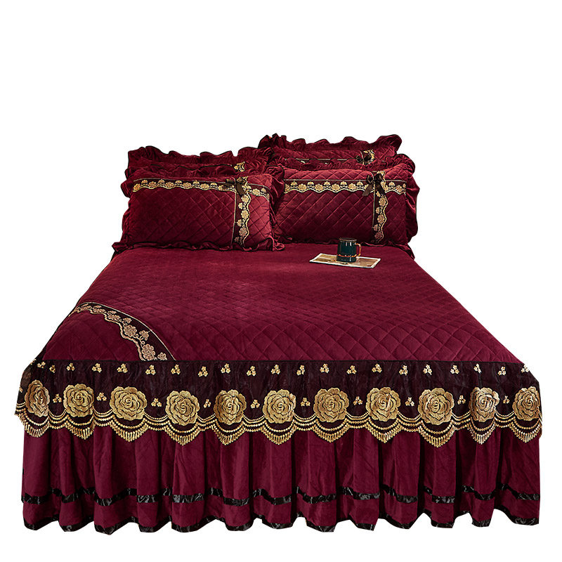 夹棉加厚床罩床套单件公主欧式水晶绒床裙床垫保护套冬席梦思床围,淘宝优惠券,粉丝福利购,淘宝优惠卷