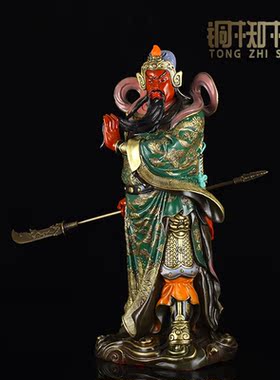 纯铜彩绘关二爷佛像摆件工艺品