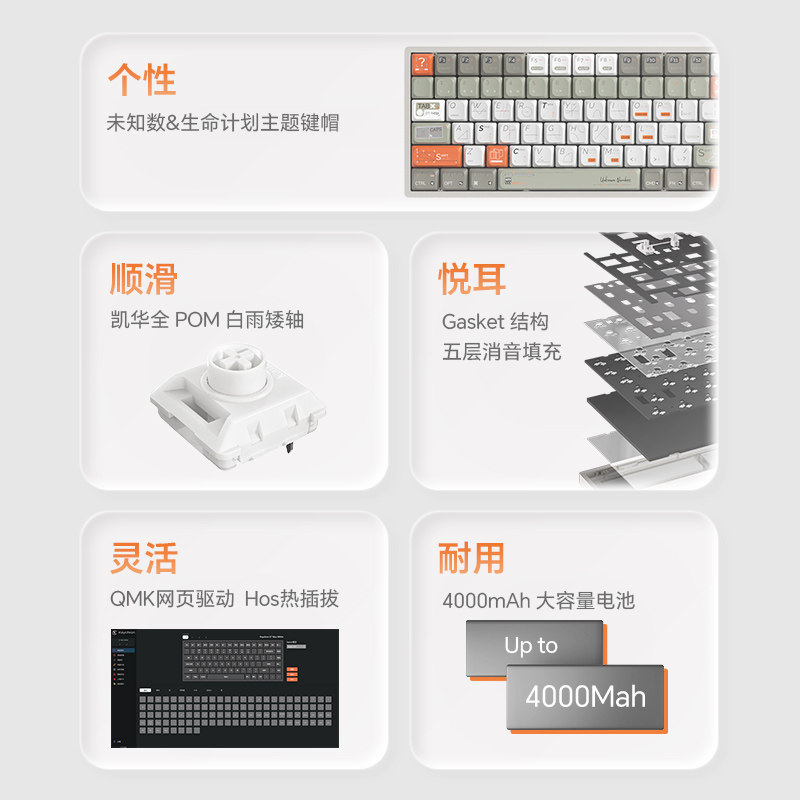 keychron 渴创Z7MAX三模矮轴机械键盘女生办公84键Mac/Win双系统