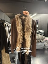 project wave Korea East gate 2023 Winter new Fashion casual fur collar Rope Knit Jacket