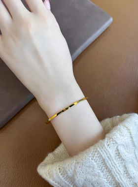 光圈素圈亮面手镯钛钢不掉色镀18k黄金质感传承多圈叠带细款手环