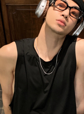 男款钛钢蛇骨链简约潮流美式锁骨链百搭