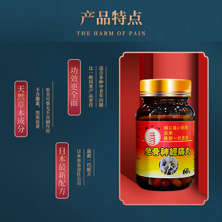 日本东京铁塔牌速效坐骨神经痛丸神经疼药丸胶囊腰腿手脚四肢麻木