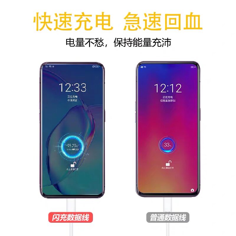 Suitable for OPPOReno4se data cable 65W super flash charging opporeno4pro charging cable reno4 mobile phone 5G fast charging opporeno5/k reno5pro data cable extended by 2 meters
