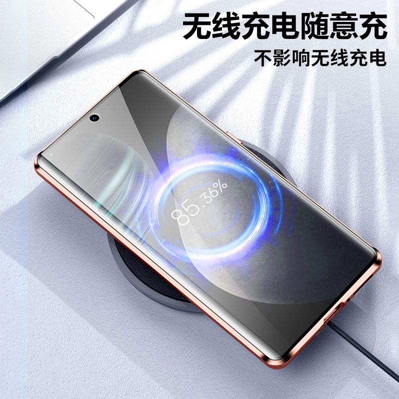 vivo x80pro素皮玻璃全包手机壳防偷窥看x80双面包镜头保护套磁吸加卡扣透明防摔散热免贴膜新款潮男女适用于