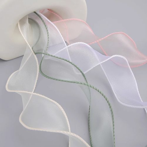 纯色花束包装鱼尾纱丝带装饰纱带波浪拷边包花纱花店鲜花包装资材 - 图2