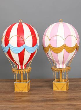 复古旧铁艺19世纪欧洲热气球吊饰模型怀酒吧吊挂家居饰品装饰摆件