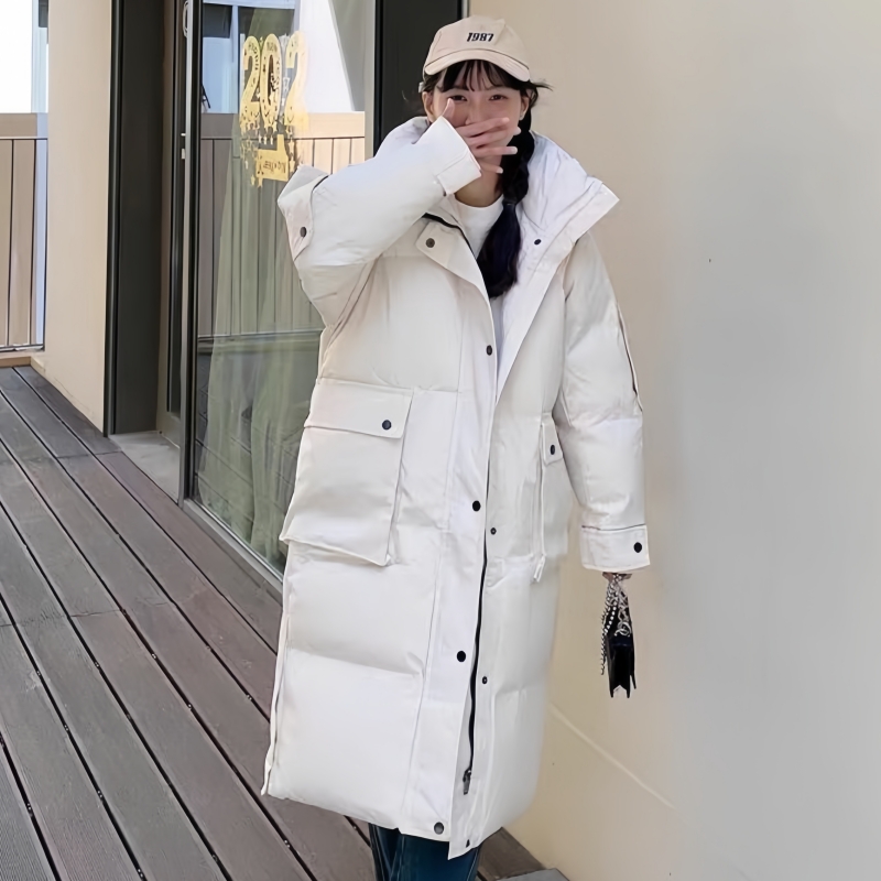 长款工装羽绒棉服棉袄女2加厚2023冬季新品宽松显瘦韩版保暖外套