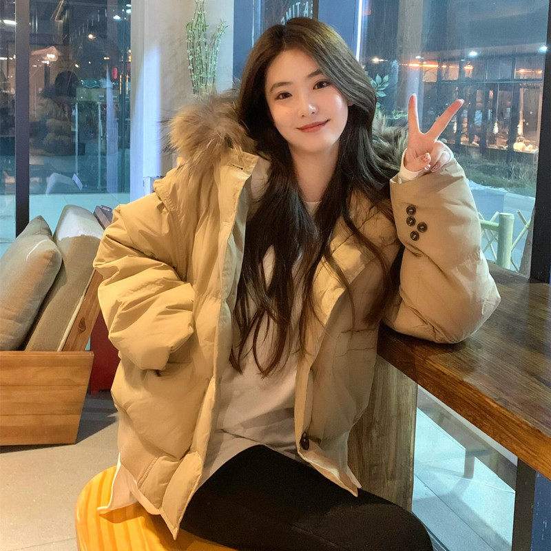 大毛领短款羽绒棉服女2025秋冬季新款设计感小个子加厚棉袄外套潮,淘宝优惠券,粉丝福利购,淘宝优惠卷