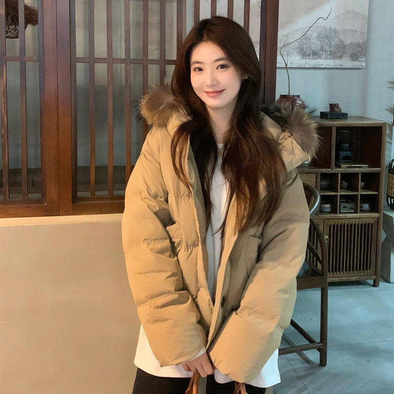 大毛领短款羽绒棉服女2025秋冬季新款设计感小个子加厚棉袄外套潮,淘宝优惠券,粉丝福利购,淘宝优惠卷