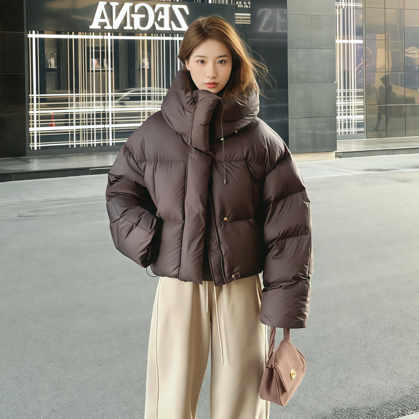 泡芙肯豆短款羽绒棉服女2025冬季新款法式小众美式面包服连帽外套,淘宝优惠券,粉丝福利购,淘宝优惠卷