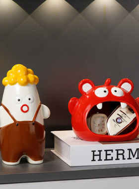 波波仔咕噜兽收纳入户玄关门口放钥匙扣梳妆台装饰收纳盒鞋柜摆件