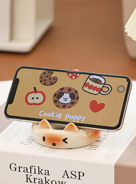 三花猫可爱手机支架桌面iPad平板支撑创意ins直播女神办公室摆件