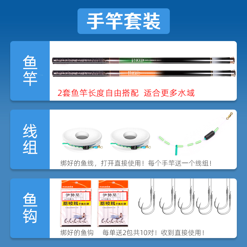 钓鱼竿全套装鱼竿新手套装组合钓鱼装备一套渔具入门手竿短节鱼竿 - 图0