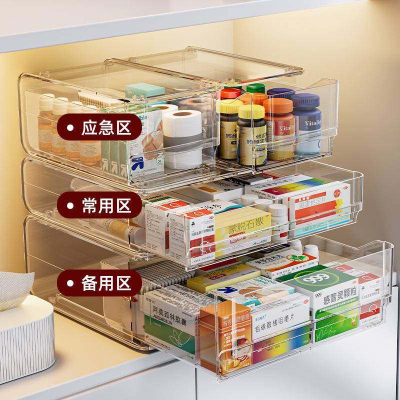 家用药箱多层收纳盒抽屉式药品透明药物整理箱置物架桌面厂家直销,淘宝优惠券,粉丝福利购,淘宝优惠卷
