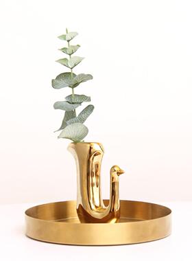 北欧创意金色陶瓷小动物家居摆件