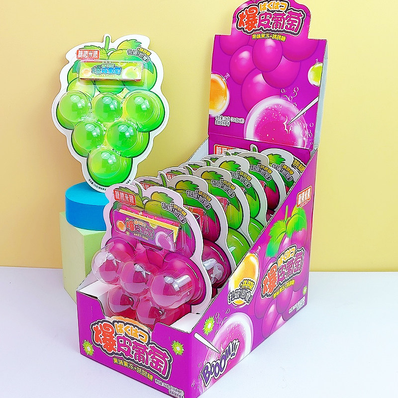 6颗装爆皮葡萄青提水果味扎破即食儿童解压网红零食玩具糖果批发,淘宝优惠券,粉丝福利购,淘宝优惠卷
