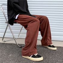 pure Leather Pants PANTS DAY SERIES RETRO LOOSE LIGHT CORE SUEDE PANTS WITH LAZY WIND OVERSIZE TUG PANTS MALE