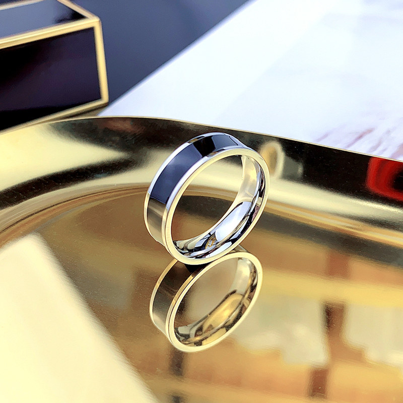 舒妃娅黑色食指钛钢男女ins宽戒指 舒妃娅戒指/指环