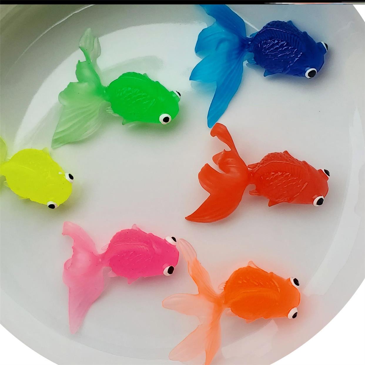 浮水捞鱼玩具宝宝早教儿童嬉水仿真金鱼网兜硅胶小鱼软胶动物益智 - 图0