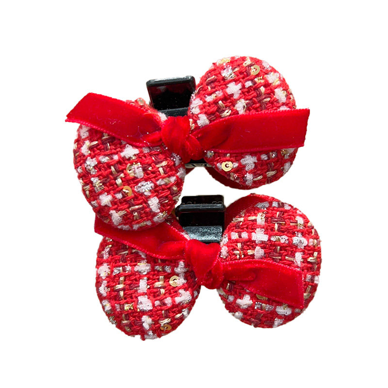 蝴蝶结抓夹儿童公主头对夹新年刘海碎发夹红色拜年头饰女童发卡子 - 图3