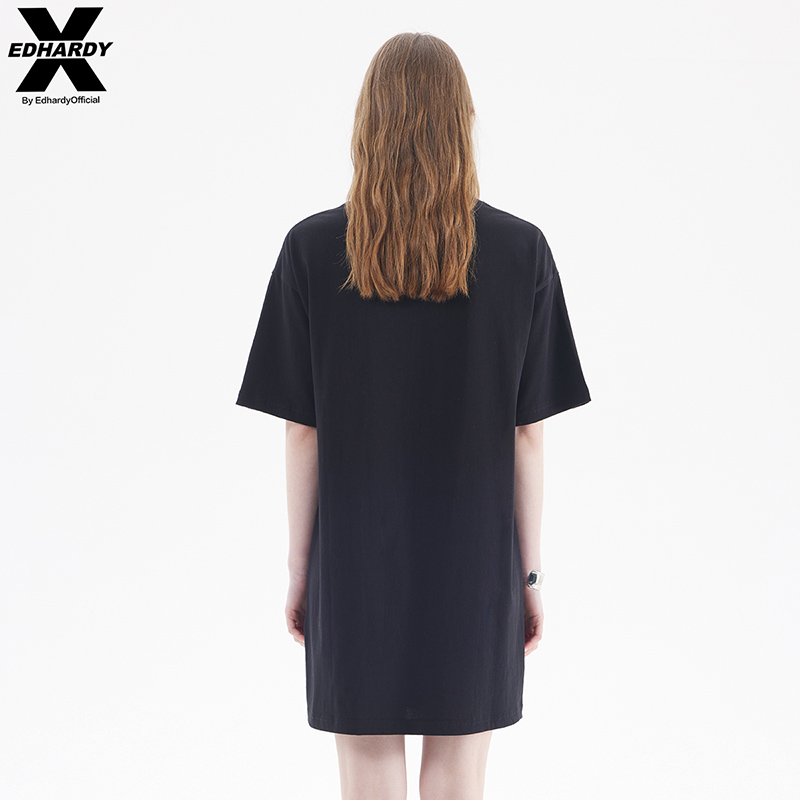 Ed Hardy X新品100%棉印花休闲潮流翅膀短袖连衣裙X2C1FA611029 - 图3