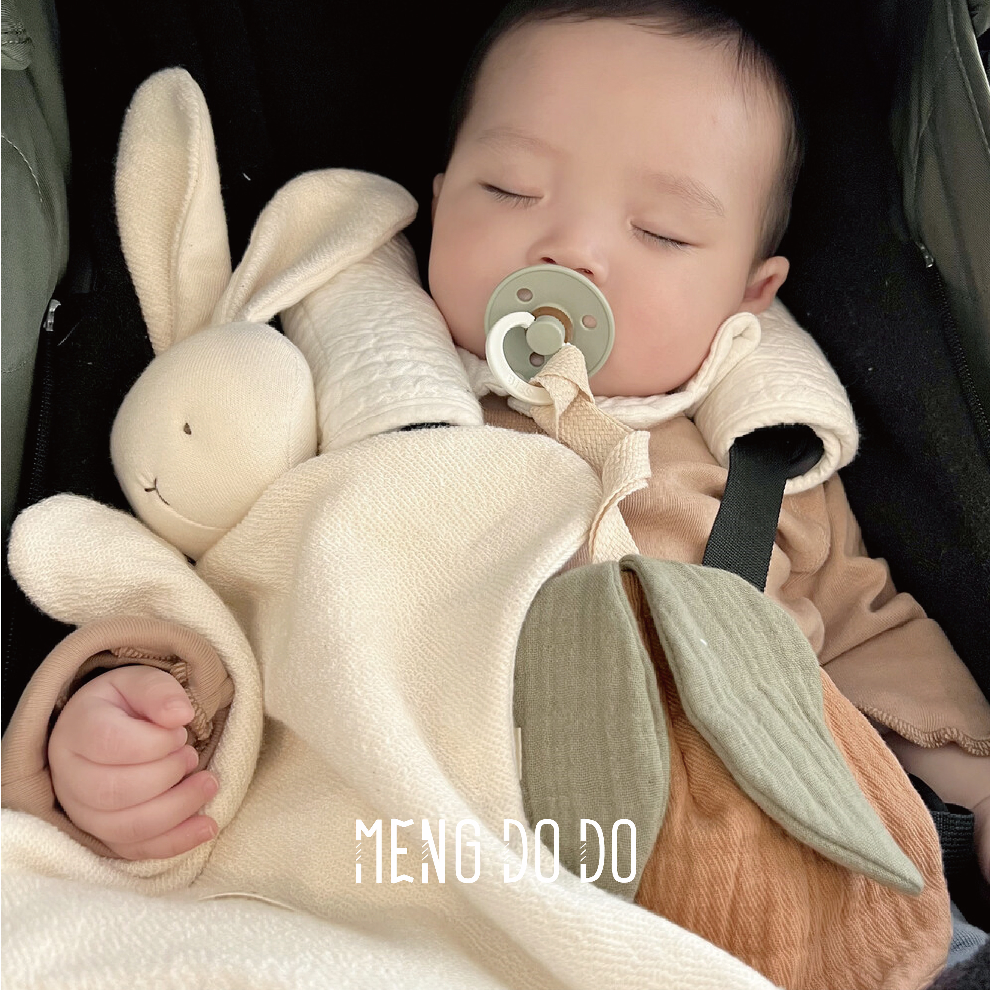 mengdodo新生儿姓名定制有机棉小兔子安抚巾婴幼儿睡眠玩具公仔可 - 图0