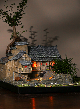 带灯中式客厅摆件丰富