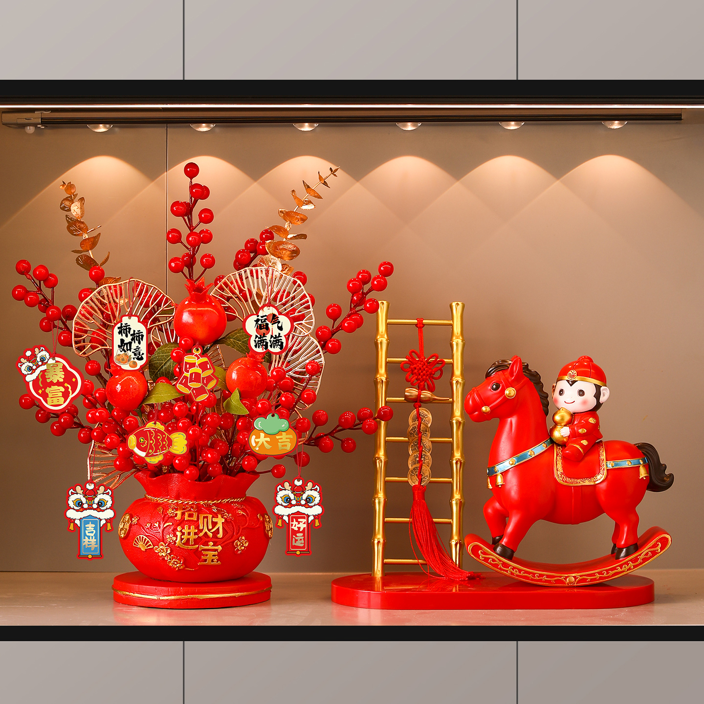 招财新年玄关装饰桌面摆件客厅福桶马摆件新居乔迁婚庆开业送礼品 - 图0