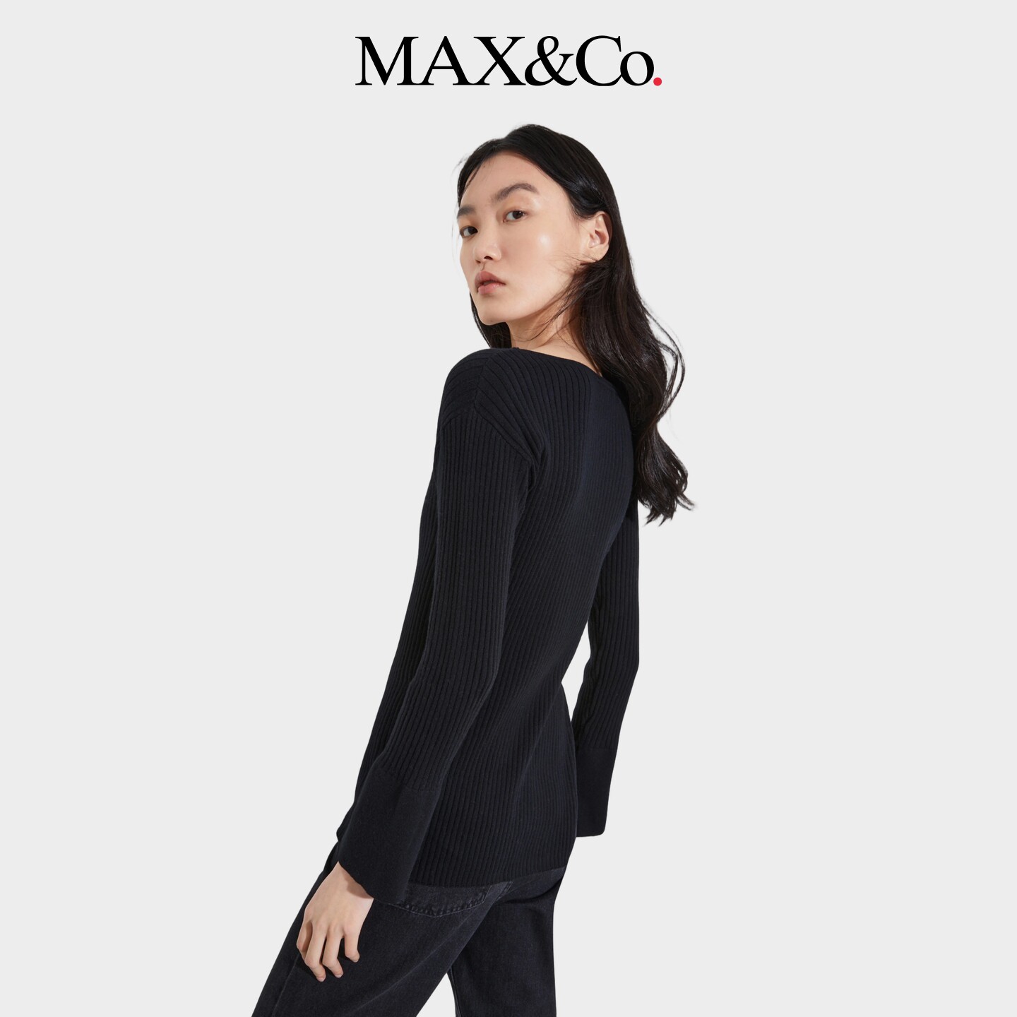 【季末甄选】MAX&Co.女装毛衣修身微喇叭袖针织衫6366045302