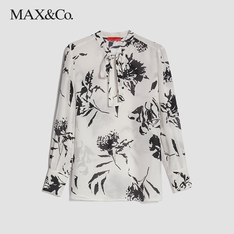 MAX&Co.新品真丝衬衫长袖飘带领结 7114101003maxco-图3