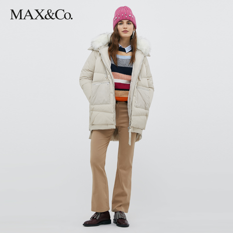 MAX&Co.新品 拉链装饰羽绒派克大衣7484021003001maxco - 图0