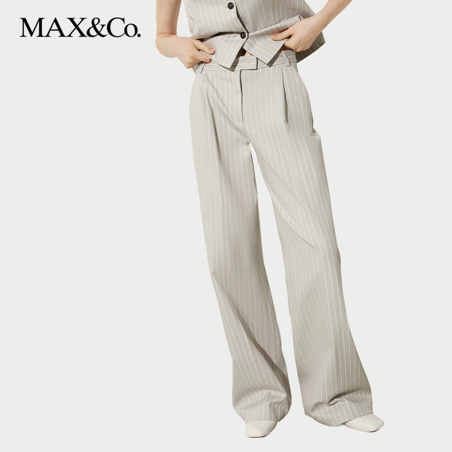 【甄选惠享】MAX&Co.2025春夏细条纹棉质阔腿裤6131065402,淘宝优惠券,粉丝福利购,淘宝优惠卷