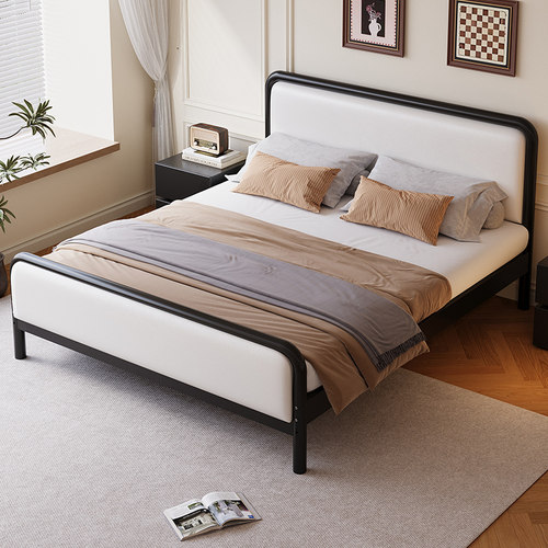 铁艺床双人床家用卧室1.8米铁床加粗加厚加固铁架床1.5简易单人床 - 图0