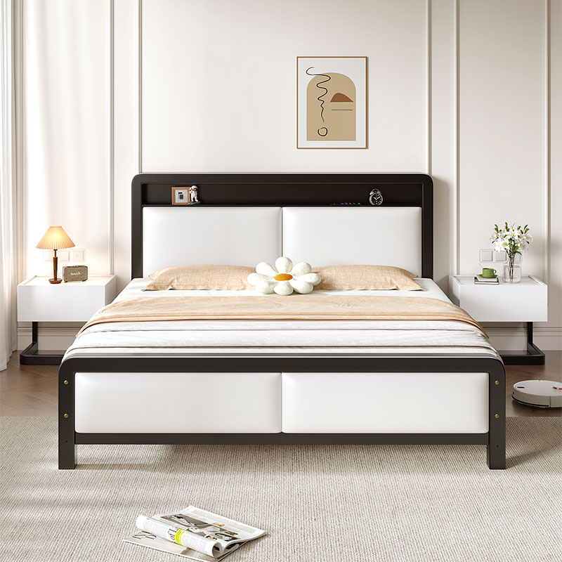 铁艺床双人床家用现代简约1.8米加粗加厚铁架床1.2单人床出租房用