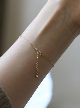 S925纯银单钻手链女款镀14k金日韩简约ins风小众网红热卖款
