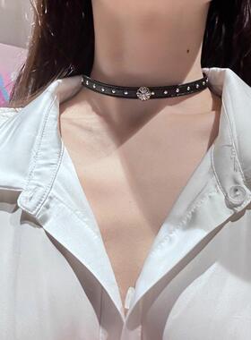 颈链皮choker朋克皮革项链暗黑风